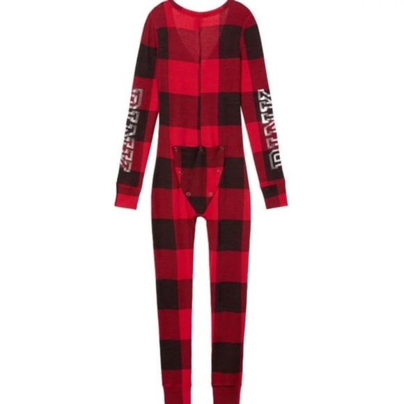 Victoria's Secret PINK Red Plaid Onesie Bling Medium - Picture 10 of 10